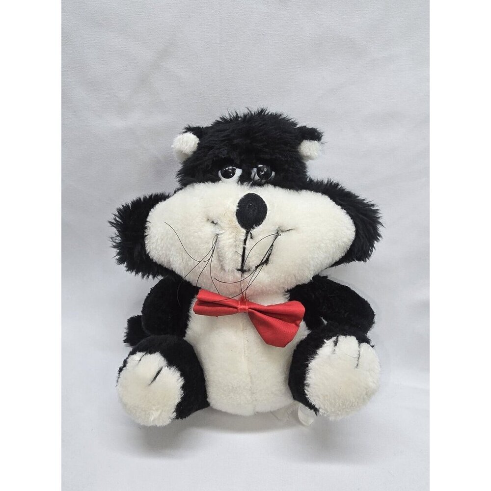 Vintage Eaton Toronto Black And White Cheeky Cat With Bow-Stuffed Animal Toy